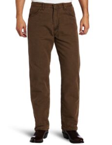 wrangler men's rugged wear woodland thermal jean ,night brown,34x32