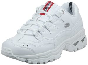 skechers womens energy fashion sneakers, white mesh/leather, 7.5 us
