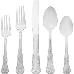 Oneida Azalea 20 Piece Everyday Flatware, Service for 4, 18/0 Stainless Steel, Silverware Set, Dishwasher Safe, Silver