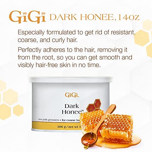 GiGi Dark Honee Hair Removal Soft Wax, Thick to Coarse Hairs, Normal to Dry Skin, Men and Women, 14 oz.