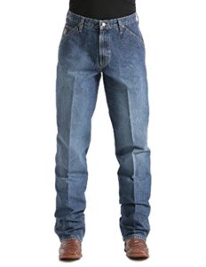 cinch men's blue label carpenter loose fit jean , medium stone sandblast, 38w x 36l
