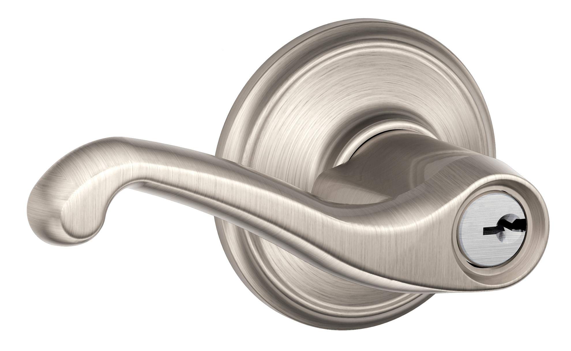 SCHLAGE LOCK CO F51VFLA619 Flair Entry Locks, Satin Nickel