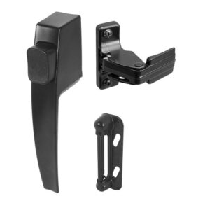 prime-line k 5007 screen and storm door push button latch set with night lock – replace old or damaged screen or storm door handles quickly and easily – fits doors 5/8 – 1-1/4 in. thick, black finish (single pack)