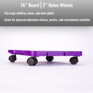 Cosom Scooter Board Set, 12 Inch Children's Sit & Scoot Board with 2 Inch Non-Marring Metal Casters & Safety Guards for Physical Education Class, Sliding Boards with Safety Handles, 6 Colors