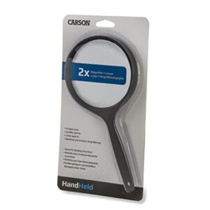 Carson Oversized 4.0 inch Handheld 2X Power Magnifying Glass with 3X Spot Lens and Protective Rim for Reading Fine Print and Other Low Vision Tasks (DS-44GL)