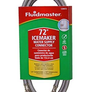 Fluidmaster 12IM72 Braided Stainless Steel Ice Maker Connector Water Line with Dual 1/4-In. x 1/4-In. Female Compression Threads, 6 Ft. (72-In.) Length