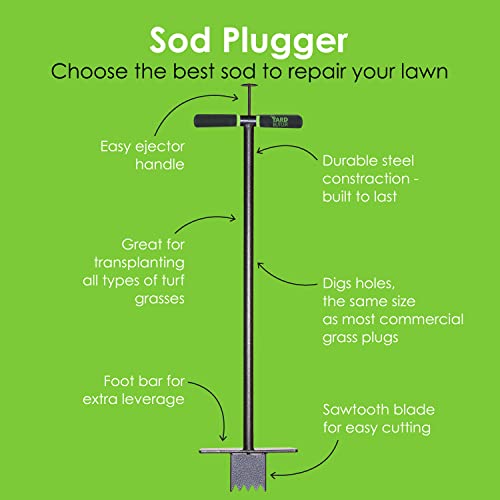 Yard Butler Sod Plugger turf cutter and grass plug tool for zoysia, St. Augustine, fescue, or centipede grass transplanting & repair - ISP-33