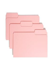smead colored file folder, 1/3-cut tab, letter size, pink, 100 per box (12643)