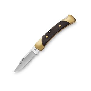 buck knives the 55 folding pocket knife 2-3/8" 420hc steel clip blade, ebony handle, brass bolsters
