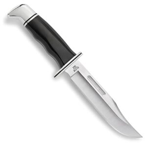 buck knives 119 special fixed blade hunting knife, 6" 420hc blade, black phenolic handle with leather sheath