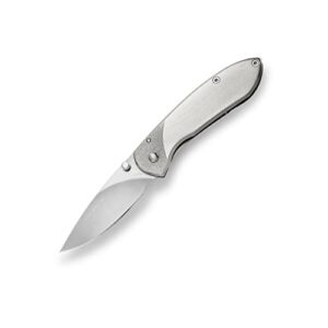 buck knives 0327sss nobleman frame lock folding knife with thumb stud and pocket clip, 2-5/8" 420hc blade, stainless steel finish