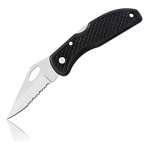 Maxam Falcon VII Lockback 7 (Open) Inch Pocket Knife - Stainless Steel Serrated Blade, Textured No-Slip Handle, Carry Clip