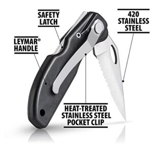 Maxam Falcon VII Lockback 7 (Open) Inch Pocket Knife - Stainless Steel Serrated Blade, Textured No-Slip Handle, Carry Clip