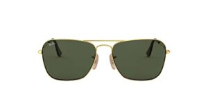ray-ban rb3136 caravan square sunglasses, gold havana/g-15 green, 58 mm