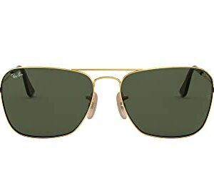 Ray-Ban RB3136 Caravan Square Sunglasses, Gold Havana/G-15 Green, 58 mm