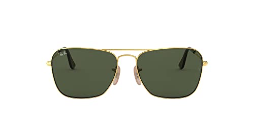 Ray-Ban RB3136 Caravan Square Sunglasses, Gold Havana/G-15 Green, 58 mm