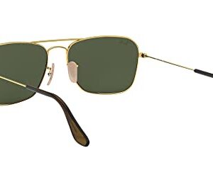 Ray-Ban RB3136 Caravan Square Sunglasses, Gold Havana/G-15 Green, 58 mm