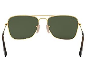 Ray-Ban RB3136 Caravan Square Sunglasses, Gold Havana/G-15 Green, 58 mm