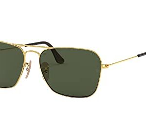 Ray-Ban RB3136 Caravan Square Sunglasses, Gold Havana/G-15 Green, 58 mm