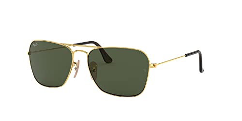 Ray-Ban RB3136 Caravan Square Sunglasses, Gold Havana/G-15 Green, 58 mm