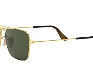 Ray-Ban RB3136 Caravan Square Sunglasses, Gold Havana/G-15 Green, 58 mm