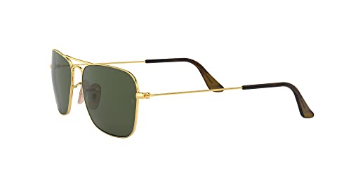 Ray-Ban RB3136 Caravan Square Sunglasses, Gold Havana/G-15 Green, 58 mm