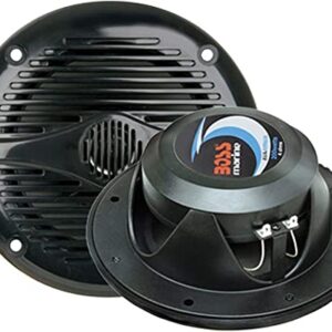 BOSS Audio Systems MR50B 5.25 inch Marine Stereo Boat Speakers - 150 Watts (pair), 2 Way, Full Range Audio, Tweeters, Coaxial, Weatherproof, Sold in Pairs