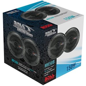 BOSS Audio Systems MR50B 5.25 inch Marine Stereo Boat Speakers - 150 Watts (pair), 2 Way, Full Range Audio, Tweeters, Coaxial, Weatherproof, Sold in Pairs