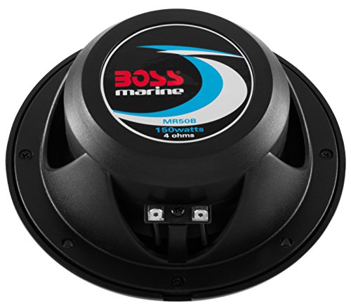 BOSS Audio Systems MR50B 5.25 inch Marine Stereo Boat Speakers - 150 Watts (pair), 2 Way, Full Range Audio, Tweeters, Coaxial, Weatherproof, Sold in Pairs