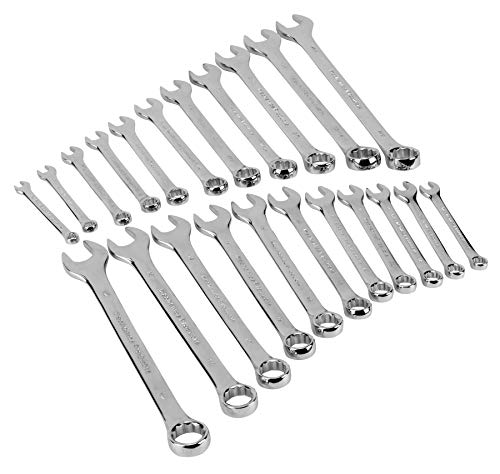 Performance Tool W1069 22-Piece SAE and Combination Metric Wrench Set with Organizer Rack