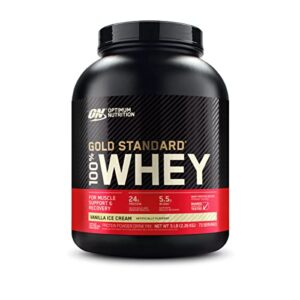 optimum nutrition gold standard 100% whey protein powder, vanilla ice cream, 5 pound (packaging may vary)