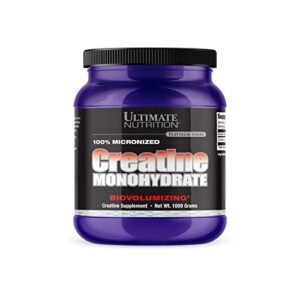 ultimate nutrition creatine monohydrate supplement, mass gainer protein powder with creapure, micronized unflavoured powder for muscle and strength support, biovolumizing, 1000g