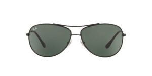 ray-ban rb3293 metal aviator sunglasses, matte black/green, 63 mm