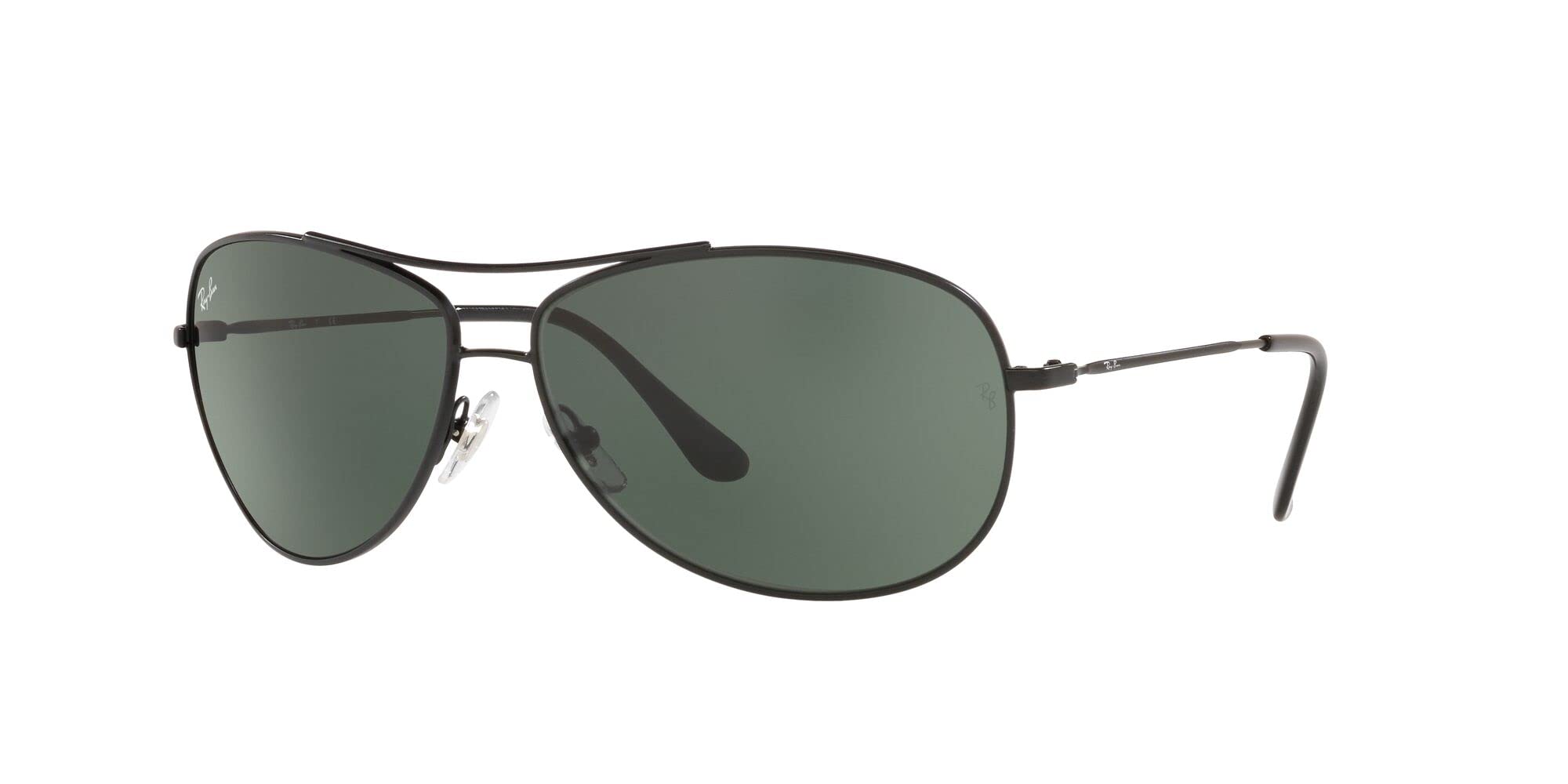 Ray-Ban RB3293 Metal Aviator Sunglasses, Matte Black/Green, 63 mm