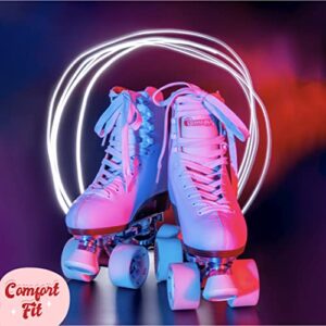 Chicago Skates Women's and Girl's Premium Leather Lined Rink Roller Skate - Classic White Quad Skates