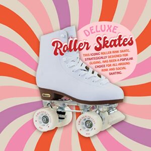 Chicago Skates Women's and Girl's Premium Leather Lined Rink Roller Skate - Classic White Quad Skates