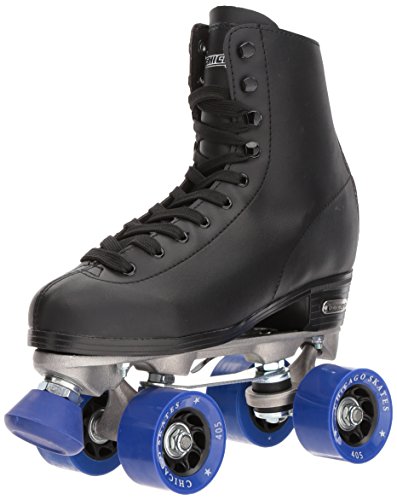 CHICAGO SKATES Men's Classic Roller Skates - Premium Black Quad Rink Skates - Size 8