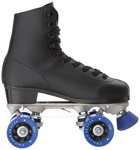 CHICAGO SKATES Men's Classic Roller Skates - Premium Black Quad Rink Skates - Size 8