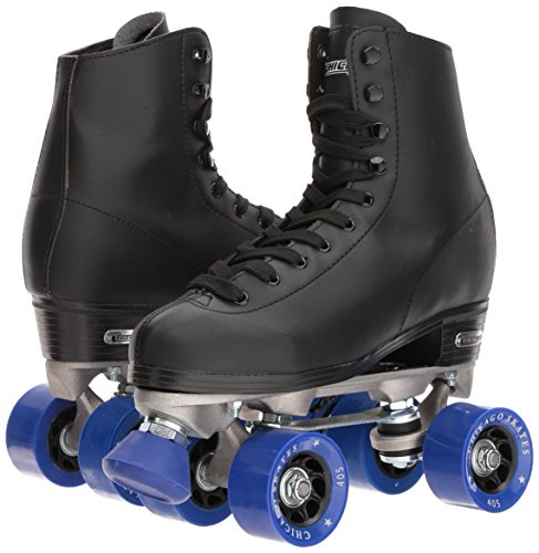 CHICAGO SKATES Men's Classic Roller Skates - Premium Black Quad Rink Skates - Size 8