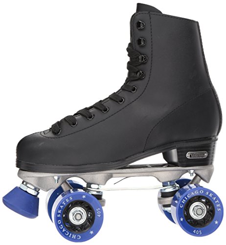 CHICAGO SKATES Men's Classic Roller Skates - Premium Black Quad Rink Skates - Size 8