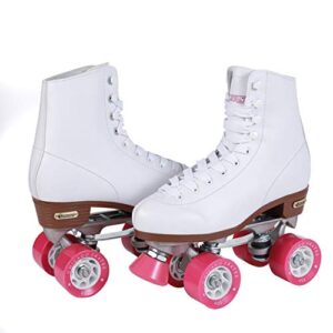 Chicago Women's and Girl's Classic Roller Skates - Premium White Quad Rink Skates - Size 6