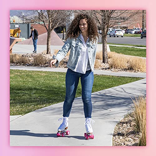 Chicago Women's and Girl's Classic Roller Skates - Premium White Quad Rink Skates - Size 6