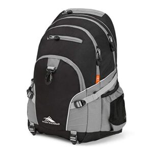 high sierra loop backpack, travel, or work bookbag with tablet sleeve, one size, black/charcoal