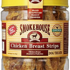 Smokehouse 100-Percent Natural Chicken Breast Strips Dog Treats, 1-Pound