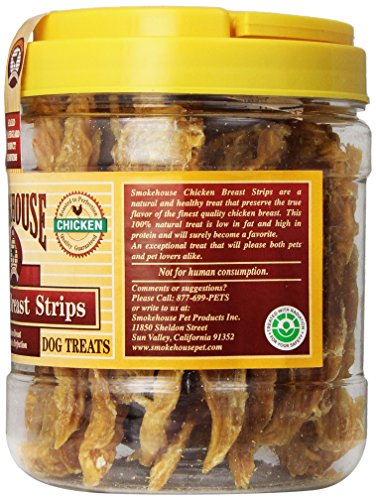 Smokehouse 100-Percent Natural Chicken Breast Strips Dog Treats, 1-Pound