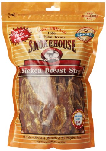 Smokehouse 100-Percent Natural Chicken Breast Strips Dog Treats, 16-Ounce