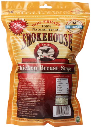 Smokehouse 100-Percent Natural Chicken Breast Strips Dog Treats, 16-Ounce