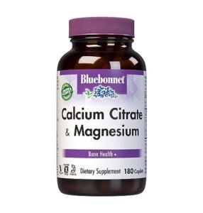bluebonnet calcium plus magnesium caplets, 180 count