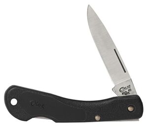 case cutlery 00253 lightweight mini blackhorn pocket knife with stainless steel blade, black synthetic