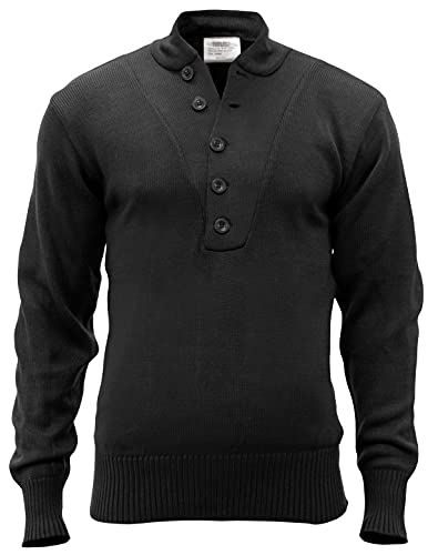 Rothco 5-Button Acrylic Sweater, Black, X-Large